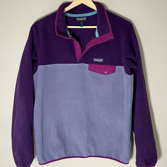 Patagonia Women's Synchilla Purple/Blue Fleece Snap T Pullover 2016, Size Medium - Picture 3 of 9